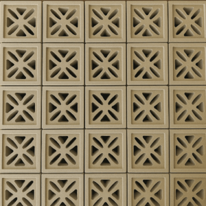 A grid of 200mm x 200mm x 60mm concrete flower vent blocks with a clean geometric “X” design, arranged seamlessly with zero joints.